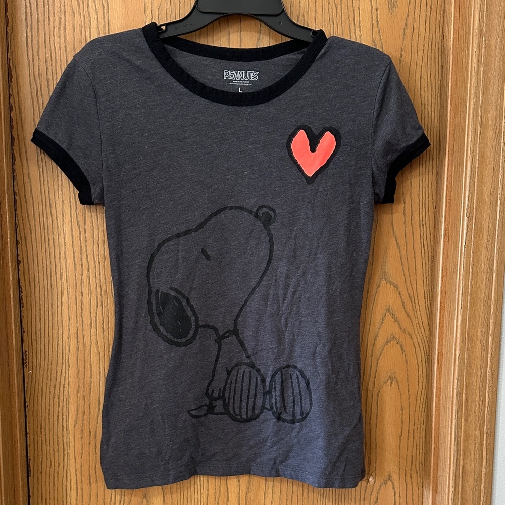 Peanuts Kids Charcoal T-Shirt with Red Heart